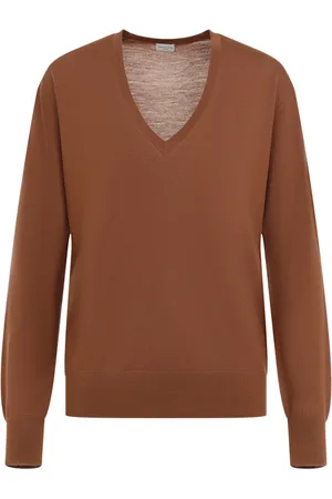 DRIES VAN NOTEN Swetry, Kobieta, brązowy, S, Wełna, Luksusowy brązowy sweter z wełny merino