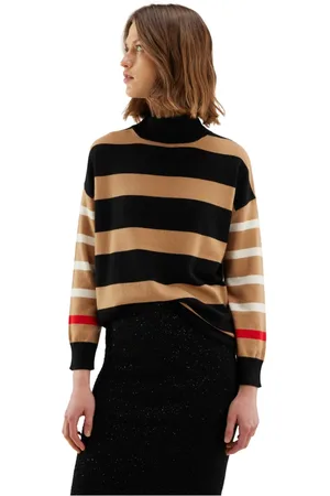 KANGRA CASHMERE Swetry, Kobieta, Wielobarwność, M, Kaszmir, Paski Wełniany Sweter z Kaszmirem