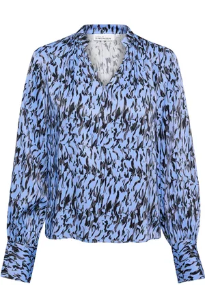 Karen by Simonsen Bluzki, Kobieta, Niebieski, XS, Niebieska Bluzka z bufkami Nikole Della