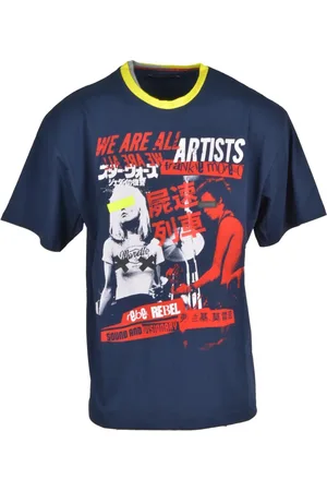 FRANKIE MORELLO Koszulki, Mężczyzna, Niebieski, L, Niebieski T-shirt z Nadrukiem dla Mężczyzn