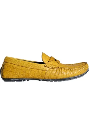 Dolce & Gabbana Buty, Mężczyzna, Żółty, 43 EU, Żółte Skórzane Buty Loafer