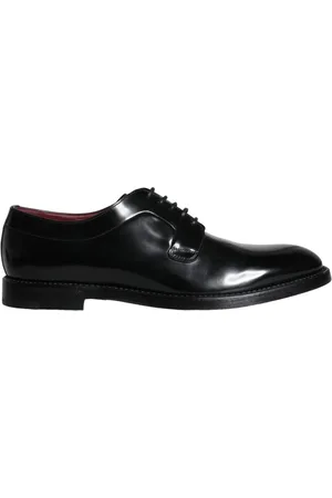 Dolce & Gabbana Buty, Mężczyzna, Czarny, 43 EU, Czarne Derby Męskie z Skóry Cielęcej