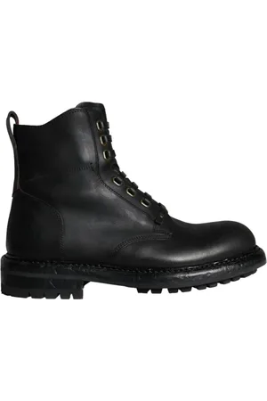 Dolce & Gabbana Buty, Mężczyzna, Czarny, 40 EU, Czarne Skórzane Buty za Kostkę