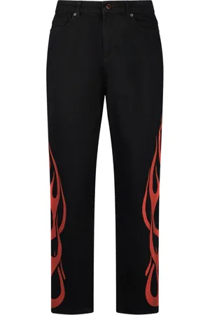 Vision Of Super Jeansy, Mężczyzna, Czarny, W36, Bawełna, Czarne/Czerwone Jeansyy z Tribal Print