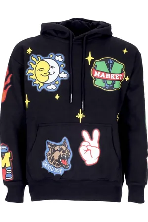 MARKET Bluzy, Mężczyzna, Czarny, M, Bluza z nadrukiem loga