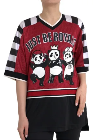 Dolce & Gabbana Koszulki, Kobieta, Wielobarwność, L, Nylon, T-shirt z wielobarwnym nadrukiem pandy