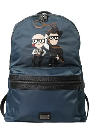Dolce & Gabbana Torebki, unisex, Niebieski, ONE SIZE, Nylon, Niebieski Plecak z naszywką DGFamily z nylonu