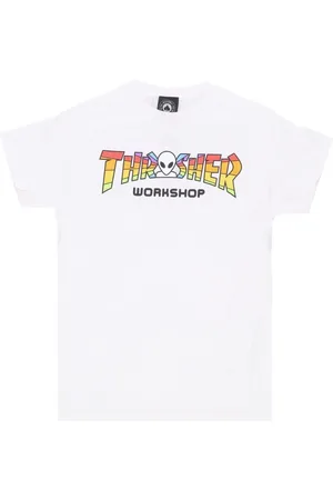 Thrasher Koszulki, Mężczyzna, Biały, L, Biała Męska Koszulka z Własnym Logo