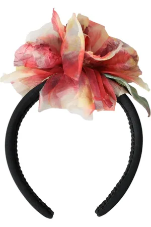 Dolce & Gabbana Akcesoria, Kobieta, Czarny, ONE SIZE, Kwiatowy Czarny Diadem Opaska Diademowa
