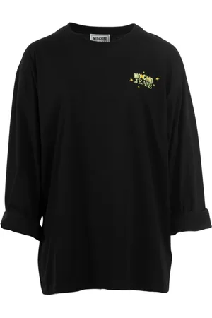 Moschino Koszulki, Kobieta, Czarny, S, Długi Rękaw Graficzny T-shirt Czarny