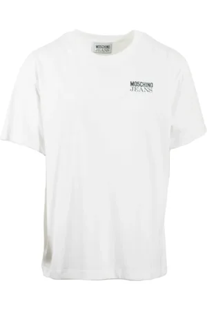 Moschino Koszulki, Kobieta, Biały, M, Biała Oversize T-shirt z nadrukiem na plecach