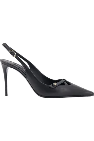 Dolce & Gabbana Buty, Kobieta, Czarny, 37 EU, Czarne Skórzane Obcasyy z Metalową Sprzączką