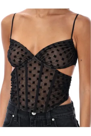 MISBHV Koszulki, Kobieta, Czarny, M, Korset z siateczki z monogramem czarne Topwear