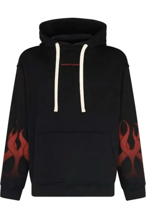 Vision Of Super Bluzy, Mężczyzna, Czarny, S, Bluza z kapturem Flames Czarno-Czerwona