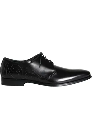 Dolce & Gabbana Buty, Mężczyzna, Czarny, 43 EU, Czarne męskie buty Derby z cielęcej skóry