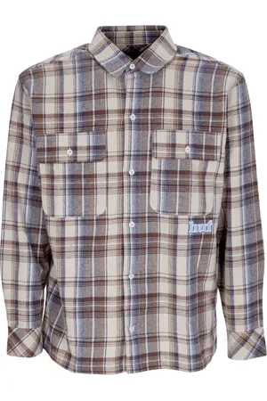 Huf Koszule, Mężczyzna, Wielobarwność, XL, Koszula Flanelowa W Kratę Kremowa