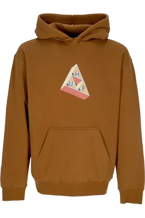 Huf Bluzy, Mężczyzna, brązowy, S, Bluza z kapturem z nadrukiem Triple Triangle