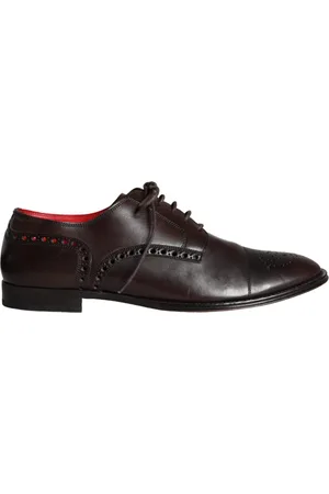 Dolce & Gabbana Buty, Mężczyzna, brązowy, 41 EU, Skóra, Brązowe skórzane buty Oxford
