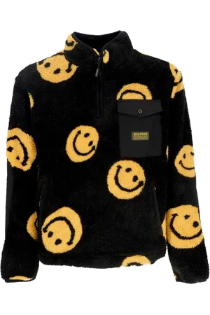 MARKET Bluzy, Mężczyzna, Czarny, L, Nylon, Kurtka z nadrukiem Misia Teddy Smiley