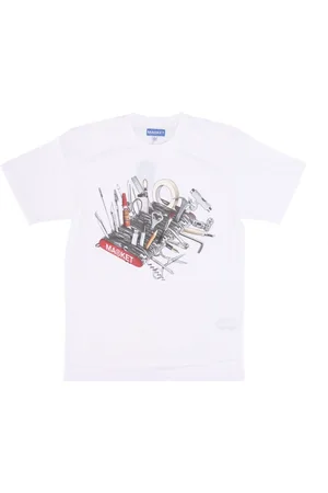 MARKET Koszulki, Mężczyzna, Biały, XL, Bawełna, Narzędzia Handlowe Tee Biały Okrągły Dekolt