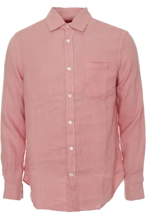 Portuguese Flannel Koszule, Mężczyzna, Różowy, M, Koszula lniana Kołnierzyk Kent Guziki Kieszeń