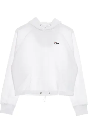 Fila Bluzy, Kobieta, Biały, XS, Biała Cropped Hoodie z Troczkiem
