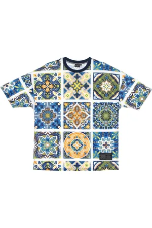 DOLLY NOIRE Koszulki, Mężczyzna, Wielobarwność, L, T-shirt z Wzorem Maioliche