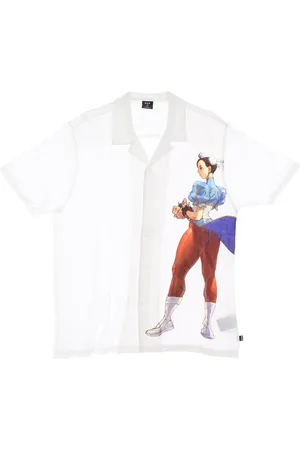 Huf Koszule, Mężczyzna, Biały, XL, Rayon, Street Fighter Koszula Resortowa Biała Krótki Rękaw