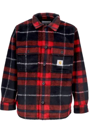 Carhartt Koszule, Mężczyzna, Wielobarwność, XL, Poliester, Koszula z polaru w kratę z kieszeniami