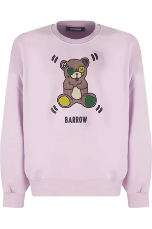 BARROW Bluzy, Mężczyzna, Fioletowy, L, Sweter z nadrukiem logo i opadającymi ramionami