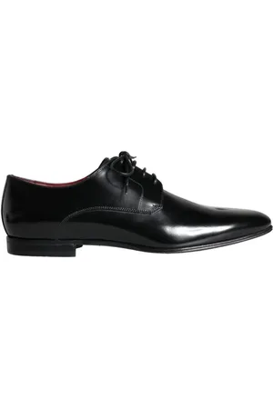 Dolce & Gabbana Buty, Mężczyzna, Czarny, 43 EU, Czarne Skórzane Buty na Sznurowadła