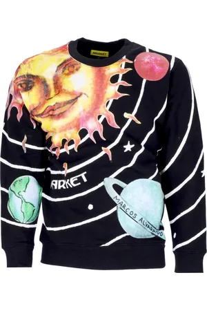 MARKET Bluzy, Mężczyzna, Wielobarwność, M, Bluza z nadrukiem Układu Słonecznego Czarna
