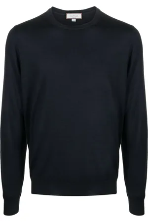 CANALI Bluzy, Mężczyzna, Czarny, 3XL, Wełna, Granatowy Sweter