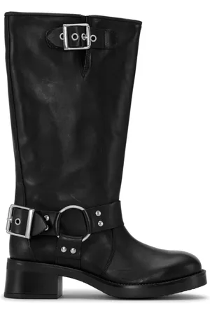 JoDis Buty, Kobieta, Czarny, 37 EU, Skóra, Czarne Buty Motocyklowe z Szczegółami Uprzążowymi