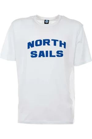 North Sails Koszulki, Mężczyzna, Biały, L, Elegancka biała koszulka z bawełny z odważnym niebieskim logo