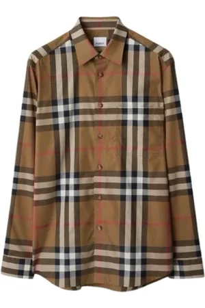 Burberry Koszule, Mężczyzna, brązowy, M, Bawełna, Koszula w kratę z monogramem