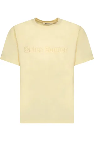 WALES BONNER Koszulki, Mężczyzna, Żółty, L, Minimalistyczny bawełniany T-shirt
