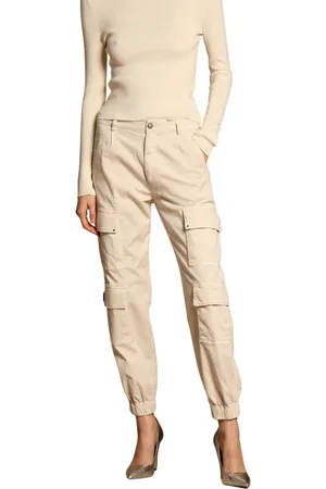 Masons Spodnie, Kobieta, Beżowy, S, Bawełna, Spodnie Cargo Curvy Fit z Gabardyny