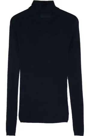 Majestic Swetry, Kobieta, Niebieski, S, Len, Navy Merino Wool Turtleneck Sweater