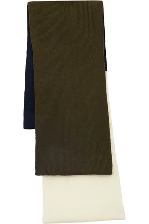 Inès de la Fressange Akcesoria, Kobieta, Zielony, ONE SIZE, Wełna, Szal Ysée z wełny, granatowy, khaki i ecru