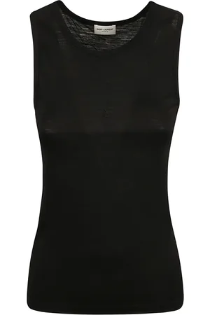 Saint Laurent Koszulki, Kobieta, Czarny, M, Wełna, Czarny Top Debardeur