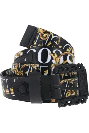 VERSACE Akcesoria, Kobieta, Czarny, 105 CM, Nylon, Czarny pasek z tkaniny z logo barokowe