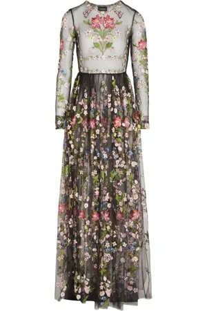 Giambattista Valli Sukienki, Kobieta, Wielobarwność, S, Czarna Wielobarwna Sukienka, Długość 120 cm