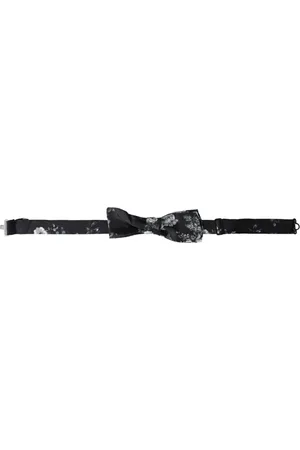 Dolce & Gabbana Akcesoria, Mężczyzna, Czarny, ONE SIZE, Czarna Kwiatowa Regulowana Szyja Mucha Męska