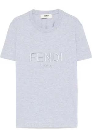 Fendi Koszulki, Kobieta, Szary, S, Bawełna, Bawełniany T-shirt z Logo