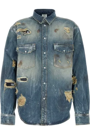 Vetements Koszule, Mężczyzna, Niebieski, S, Denim, Stylowa Koszula Dżinsowa