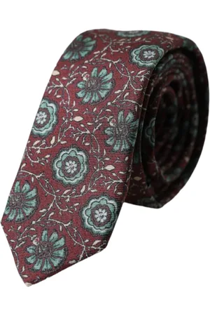 Dolce & Gabbana Akcesoria, Mężczyzna, brązowy, ONE SIZE, Maroon Kwiatowy Jedwabny Krawat