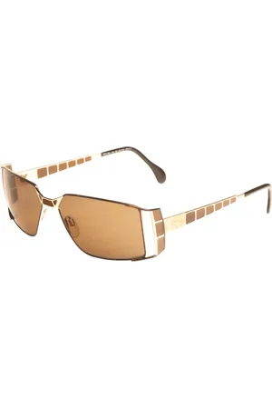 Cazal Akcesoria, unisex, Żółty, ONE SIZE, Złote brązowe vintage okulary przeciwsłoneczne