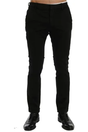 Costume National Spodnie, Mężczyzna, Czarny, S, Bawełna, Eleganckie Czarne Spodnie Slim Fit z Bawełny Stretch
