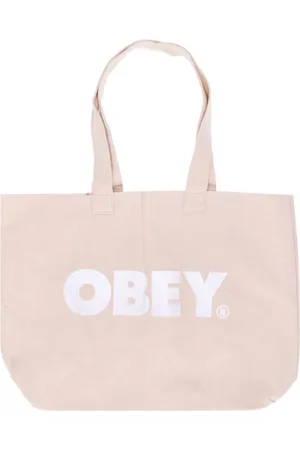 Obey Torebki, Kobieta, Różowy, ONE SIZE, Torba Torebka z Kanwy Naturalna/Biała